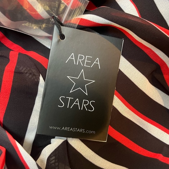 Area Stars NWT Striped Long Sleeve Mock Neck Black Multi Striped Dress in Size L - Picture 10 of 13